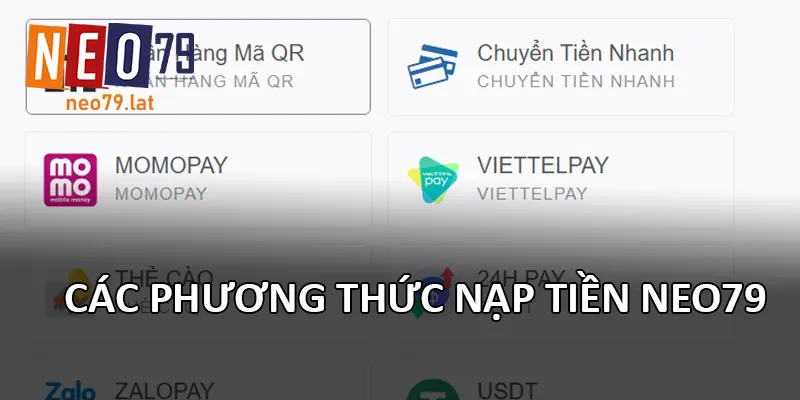 Các phương thức nạp tiền NEO79